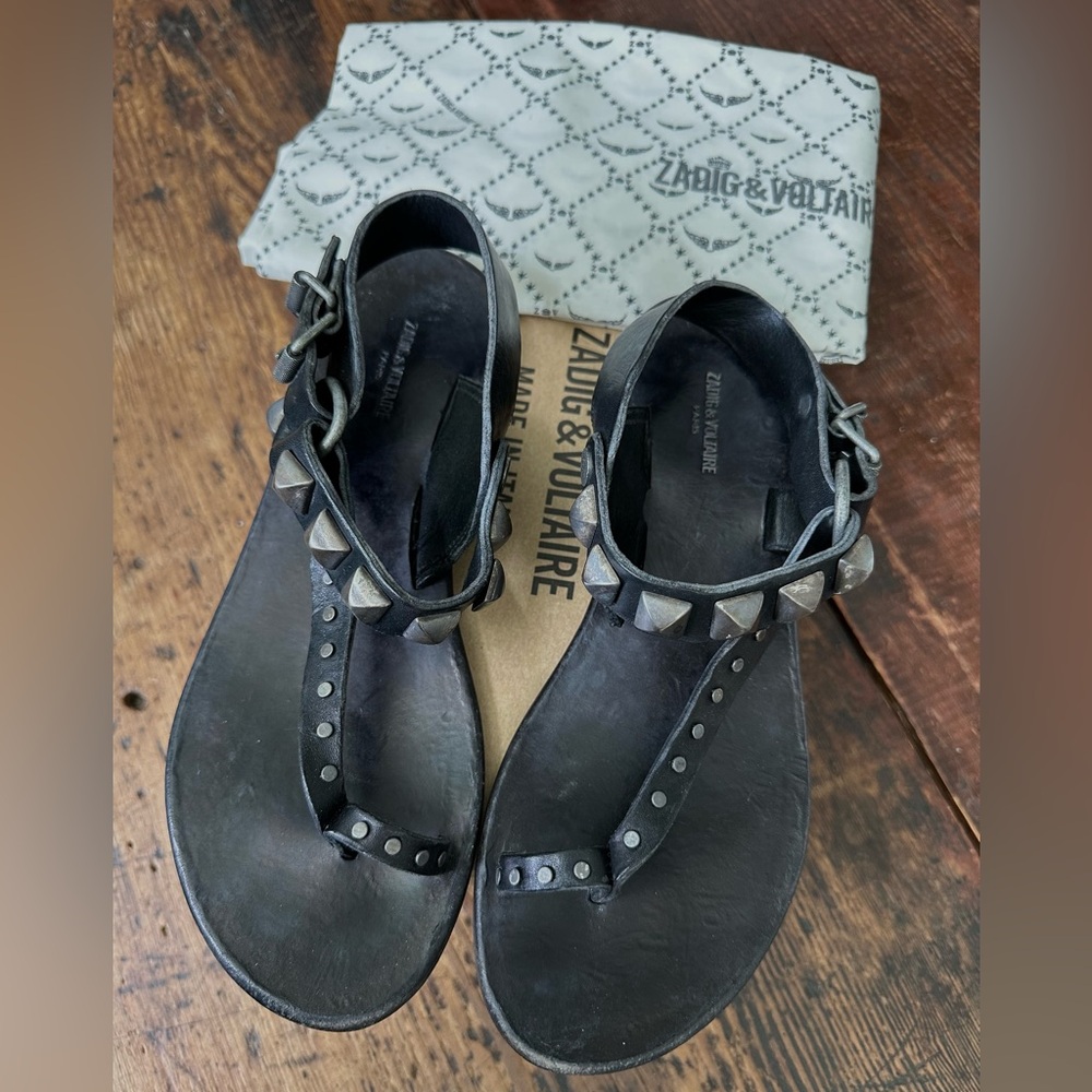Zadig & Voltaire Black Sandals with Silver Studs